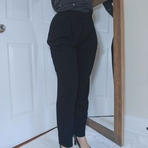 Rene Lezard Size 6 Pure New Wool Women's Black Work Pants High Rise Tapered